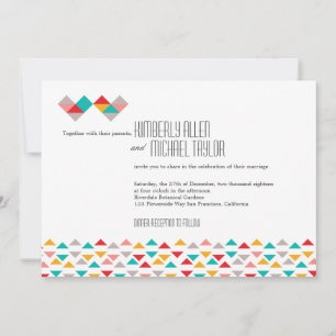 Convite Casamento de Corações de Triângulo Geométrico