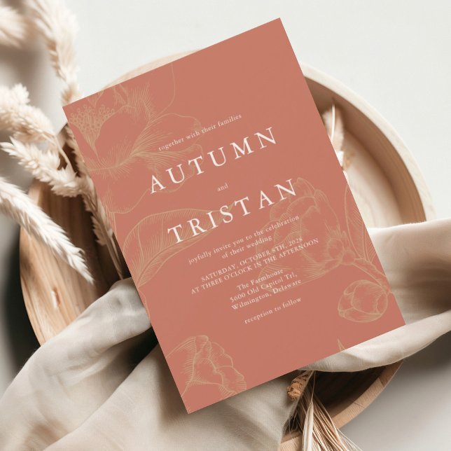 Convite Casamento de Coral Botânico ELENA (Criador carregado)