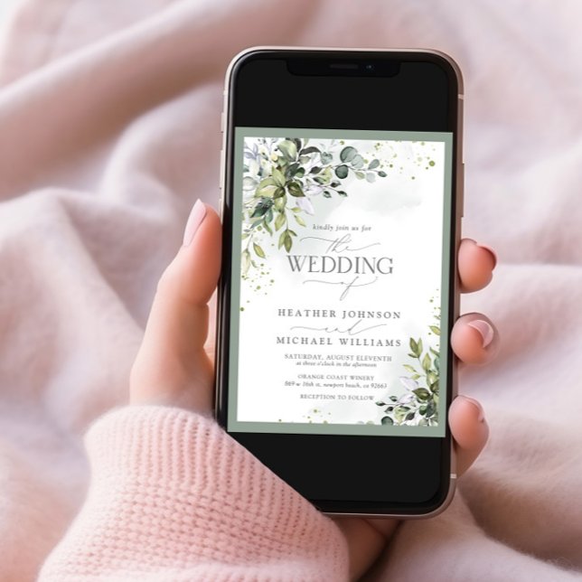 Convite Casamento de Cores de Água Botânica Elegante (Criador carregado)