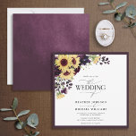 Convite Casamento de Cores de Cobra Solar Púrpura de Plum<br><div class="desc">Baseado no nosso Chá de panela mais vendido, este belo convite de casamento moderno e elegante apresenta um buquê de roxo de ameixa rico, girassóis e verde botânico, e é bordado em um roxo de ameixa rico. Personalize seus detalhes acentuados com uma bela caligrafia feita à mão. A parte traseira...</div>