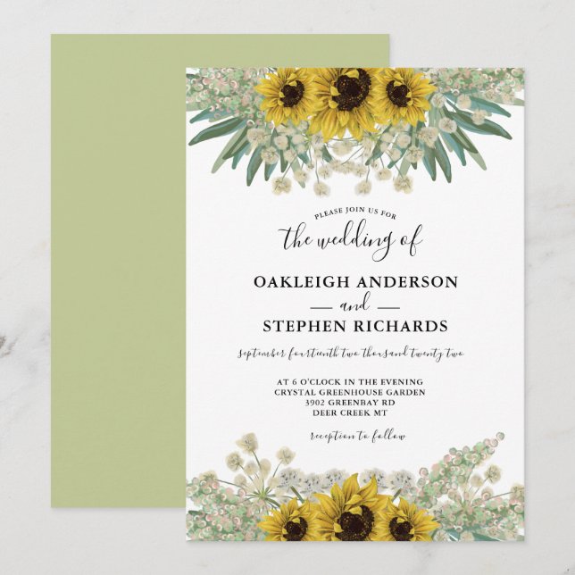 Convite Casamento De Cores De Cores De Cobra Rústica Botân (Frente/Verso)