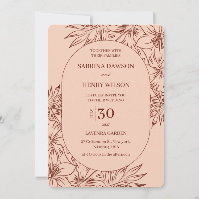 Convite Casamento de Cores Elegantes, Escuras e Claras (Verso)