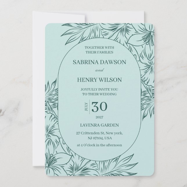 Convite Casamento de Cores Elegantes, Escuras e Claras (Verso)