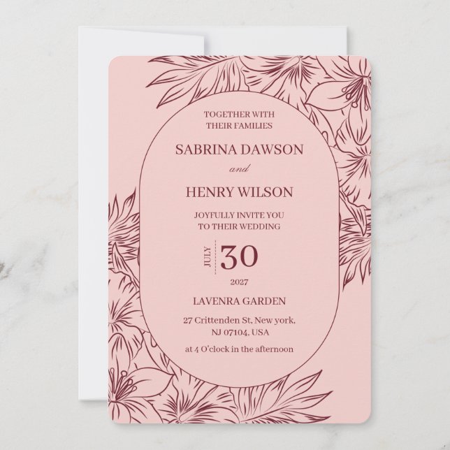 Convite Casamento de Cores Elegantes, Escuras e Claras (Verso)