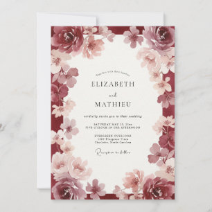 Convite Casamento de Coroa de Aquarela Marrom