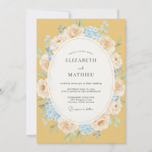 Convite Casamento de Coroa de Centáurea com Mostarda Elega