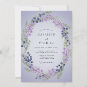 Convite Casamento de Coroa de Lavanda e Frutas