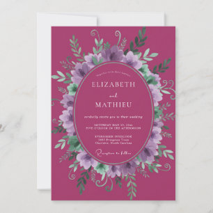 Convite Casamento de Coroa de Lilás Magenta