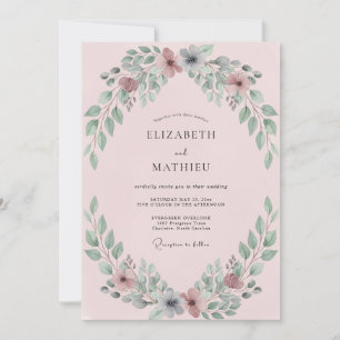 Convite Casamento de Coroa de Marrom Ardósia