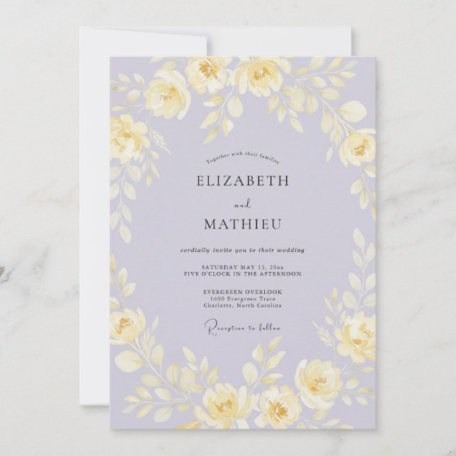 Convite Casamento de Coroa de Perpétua Boho Manteiga (Frente)