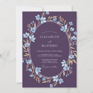 Convite Casamento de Coroa de Plumagem de Aquarela