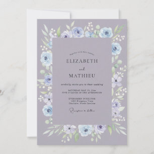 Convite Casamento de Coroa de Tons Suaves de Periwinkle e