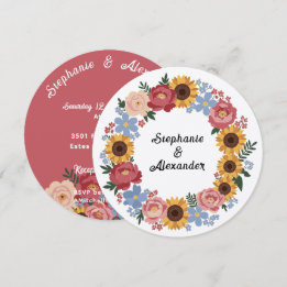Convite Casamento de Coroa Floral Boho