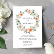 Casamento de Coroa Floral Branca e Pêssego em Aqua