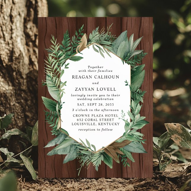 Convite Casamento de Coroa Rústica de Madeira e Verdura  (Criador carregado)