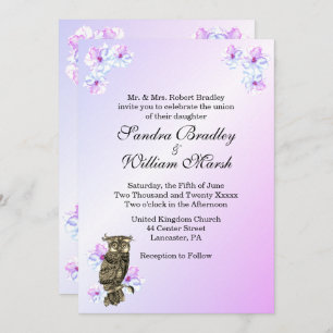 Convite Casamento de Coruja Roxa