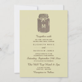 Convite Casamento de Country Burlap Mason Jar