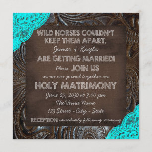 Convite Casamento de Couro e Renda