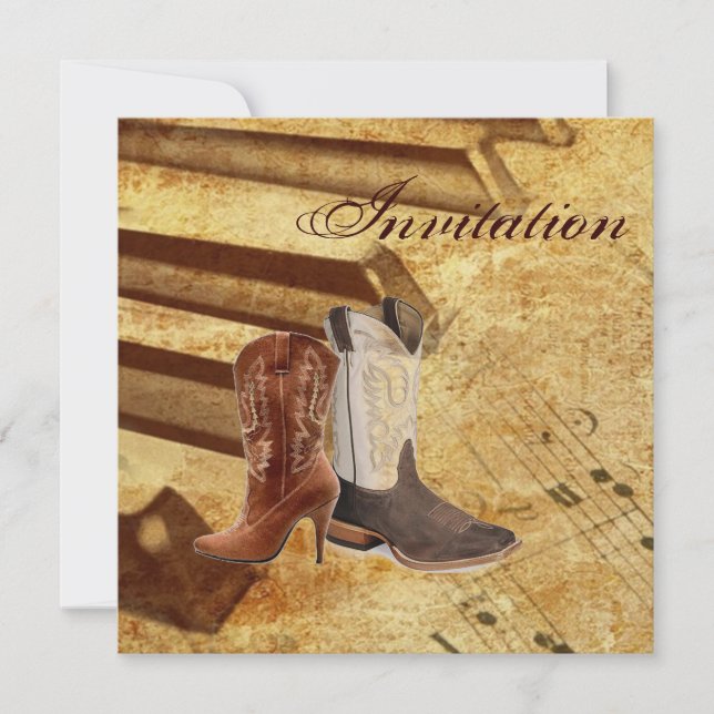 Convite Casamento de cowboy country western rústico (Frente)