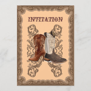 Convite Casamento de cowboy country western rústico