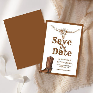 Convite Casamento de cowboy ocidental moderno Boho Salve a