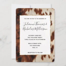 Convite Casamento de Cowhide no Sudoeste de Creme Negro Ca