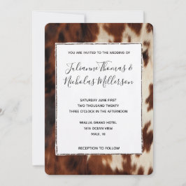 Convite Casamento de Cream Brown Cowhide