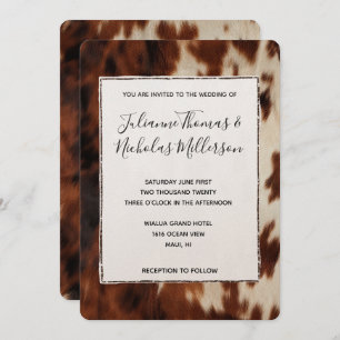 Convite Casamento de Cream Brown Cowhide