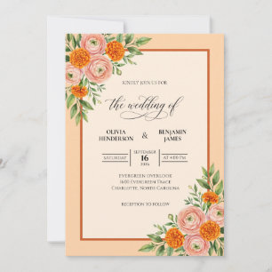 Convite Casamento de Creme de Eucalipto com Ranunculus Lar