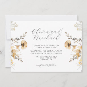 Convite Casamento De Creme E Sage De Flor Selvagem