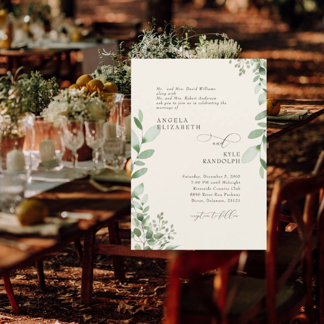 Convite Casamento de Creme em Cascata Elegante (Criador carregado)