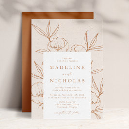 Convite Casamento de Creme Floral Botânico Moderno e Terra