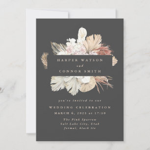 Convite Casamento de Creme Floral de Grau Pampas