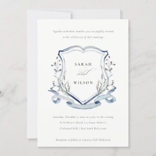 Convite Casamento de Crest Crest, de flor selvagem azul El