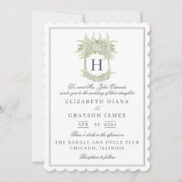 Convite Casamento de Crest de Hydrangea Verde e Branca