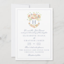 Convite Casamento de Crest do Festa Floral de Watercolor