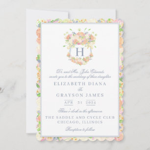 Convite Casamento de Crest do Festa Floral de Watercolor