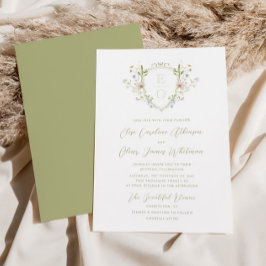 Convite Casamento de Crest do Pastel Wildflower
