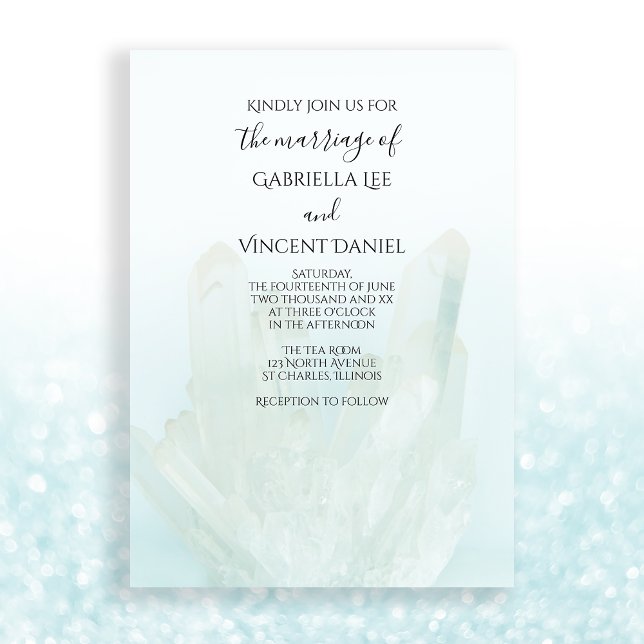 Convite Casamento de Cristais Azuis de Gelo Claro (Set a zen chill tone for your marriage with the serene Ice Blue Crystals Wedding Invitation.)