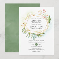 Casamento de Cristal Geométrico com Aquarela Verde