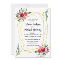 Casamento de Cristal Geométrico Dourado Floral