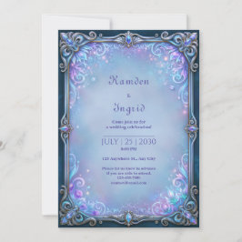 Convite Casamento de Cristal Lilás ao Luar com Filigrana