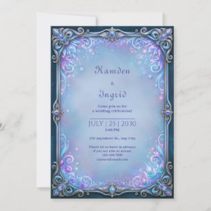 Convite Casamento de Cristal Lilás ao Luar com Filigrana