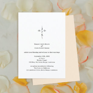 Convite Casamento de Cruz Cristã com Mão Monogramada