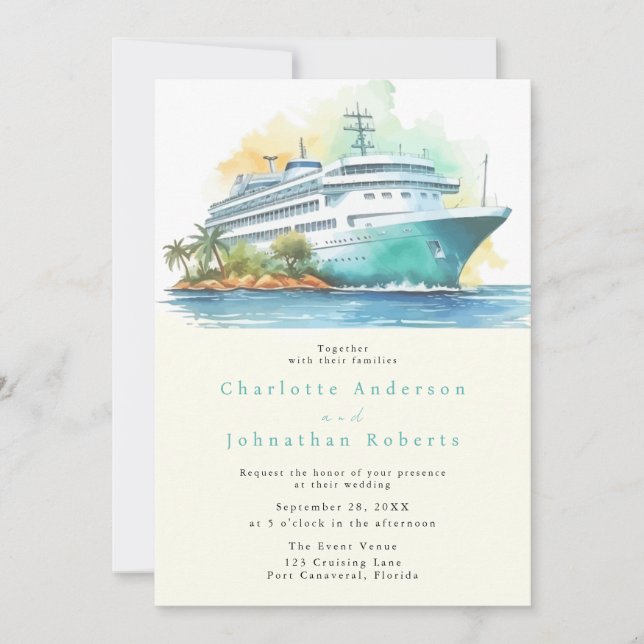 Convite Casamento de Cruzeiro Aquarela (Frente)