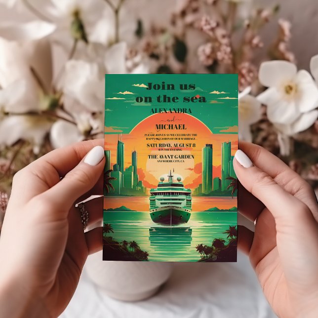 Convite Casamento de Cruzeiros de Praia Tropics Seascape (Criador carregado)