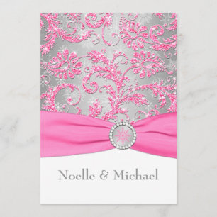 Convite Casamento de Crystal Buckle no inverno - Rosa
