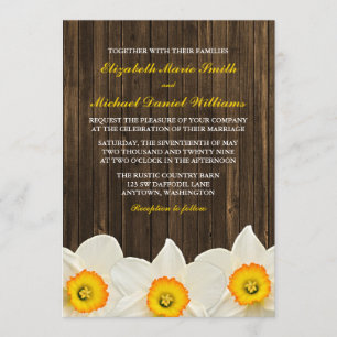 Convite Casamento de Daffodil Barn Wood