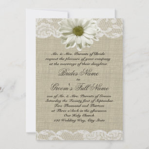 Convite Casamento de Daisy e Lace Country Burlap