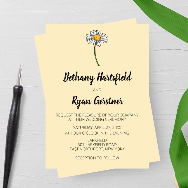 Convite Casamento de Daisy Minimalista (Criador carregado)